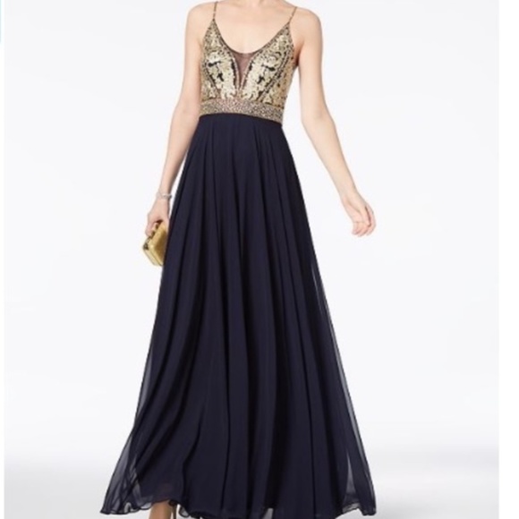 Xscape Dresses & Skirts - FINAL PRICE Floor Length Chiffon Gold Corset Gown